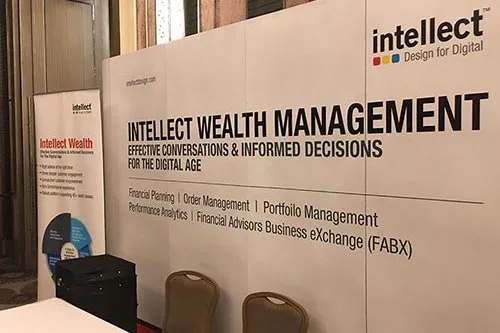 Backdrop and rollup display for financial conference in Bangkok © Pixel Planet Design